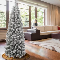 National Tree Company 6 ft. Acacia Pencil Slim Flocked Tree