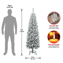 National Tree Company 6 ft. Acacia Pencil Slim Flocked Tree