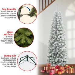 National Tree Company 6 ft. Acacia Pencil Slim Flocked Tree