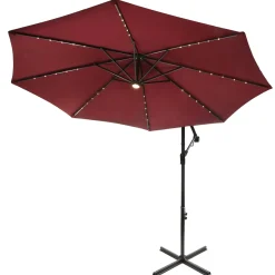 National Tree Company 10 ft. Cantilever Umbrella with Solar Power LED Lights, Red