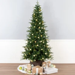 National Tree Company 7 ft. Duxbury Slim Tree with Dual Color LED Lights