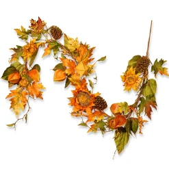 National Tree Company 6 ft. Fall Garland with Sunflowers, Pinecones, Berry Clusters, Maple Leaves