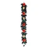 National Tree Company 6 ft. Halloween Boo-tiful Garland with Orange Dahlia Flowers, White Skulls, LED Lights