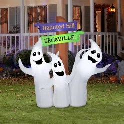National Tree Company 6 ft. Halloween Ghost Trio and Signpost Decoration