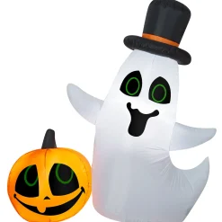 National Tree Company 4 ft. Halloween Ghost with Pumpkin Small Scene Inflatable Decoration