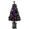 National Tree Company 4 ft. Halloween Pre Lit Black Tree Decoration with Fiber Optic, LED Lights