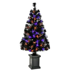 National Tree Company 4 ft. Halloween Pre Lit Black Tree Decoration with Fiber Optic, LED Lights
