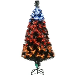 National Tree Company 4 ft. Halloween Pre-Lit Black Tree with Fiber Optic, Candy Corn LED Light