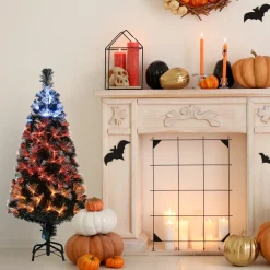 National Tree Company 4 ft. Halloween Pre-Lit Black Tree with Fiber Optic, Candy Corn LED Light
