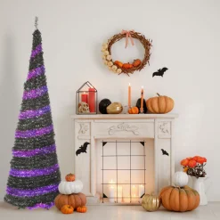 National Tree Company 7.5 ft. Halloween Pre-Lit Black Tree with LED Lights