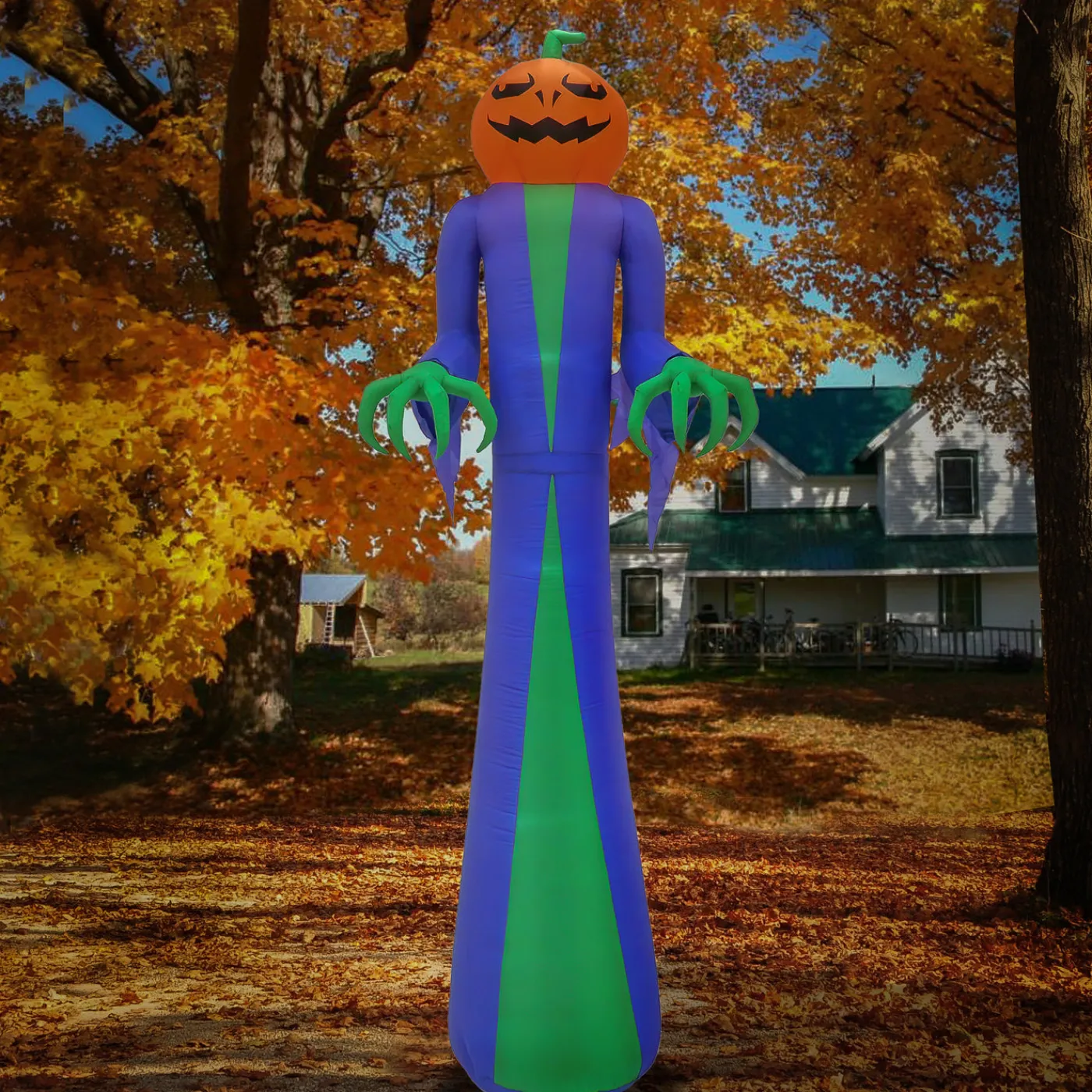 National Tree Company 12 ft. Halloween Pumpkin Ghost Inflatable Decoration with LED lights
