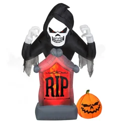 National Tree Company 6 ft. Halloween Shaking Grim Reaper Inflatable and Animated Decoration