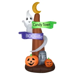 National Tree Company 8 ft. Halloween Signpost and Ghost Inflatable Decoration