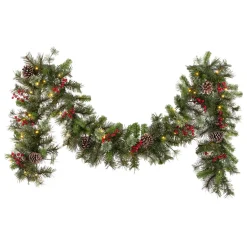 National Tree Company 9 ft. Iced Berry Pine Garland with LED Lights