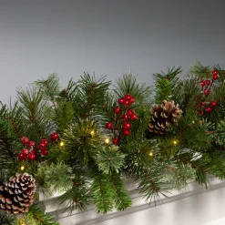National Tree Company 9 ft. Iced Berry Pine Garland with LED Lights