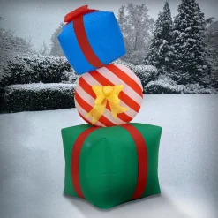 National Tree Company 6 ft. Inflatable Blow Up Giftbox Combination