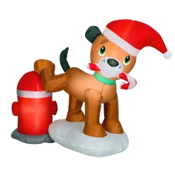 National Tree Company 4 ft. Inflatable Puppy Dog and Fire Hydrant with LED Lights