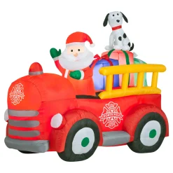 National Tree Company 6 ft. Inflatable Santa in Vintage Firetruck with LED Lights