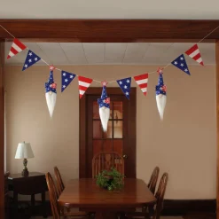 National Tree Company 6 ft. Patriotic Flags and Blue Gnomes Garland