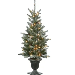 National Tree Company 4 ft. Pre-Lit Snowy Morgan Spruce Tree with Clear Lights