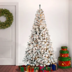 National Tree Company 7.5 ft. Pre-Lit Acacia Flocked Tree with Clear Lights