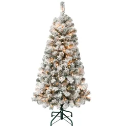 National Tree Company 4.5 ft. Pre-Lit Acacia Flocked Tree with Clear Lights