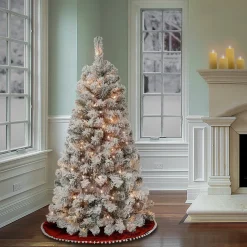 National Tree Company 4.5 ft. Pre-Lit Acacia Flocked Tree with Clear Lights