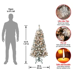 National Tree Company 4.5 ft. Pre-Lit Acacia Flocked Tree with Clear Lights