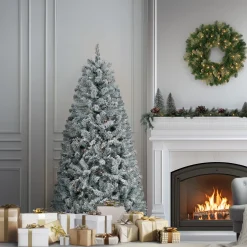 National Tree Company 6 ft. Pre-Lit Acacia Flocked Tree with Clear Lights
