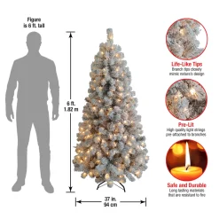 National Tree Company 6 ft. Pre-Lit Acacia Flocked Tree with Clear Lights