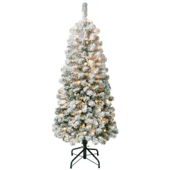 National Tree Company 4.5 ft. Pre-Lit Acacia Medium Flocked Tree with Clear Lights
