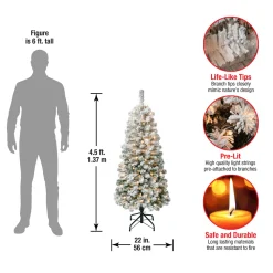 National Tree Company 4.5 ft. Pre-Lit Acacia Medium Flocked Tree with Clear Lights