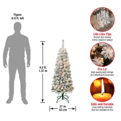 National Tree Company 4.5 ft. Pre-Lit Acacia Pencil Slim Flocked Tree with Clear Lights