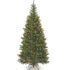 National Tree Company 6 ft. Pre-Lit Aspen Spruce Slim Tree with Multicolor Lights