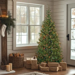 National Tree Company 6 ft. Pre-Lit Aspen Spruce Slim Tree with Multicolor Lights