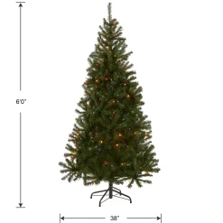 National Tree Company 6 ft. Pre-Lit Aspen Spruce Slim Tree with Multicolor Lights