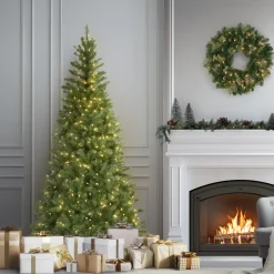 National Tree Company 6.5 ft. Pre-Lit Aspen Spruce Slim Tree with Clear Lights