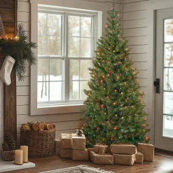 National Tree Company 7 ft. Pre-Lit Aspen Spruce Slim Tree with Multicolor Lights
