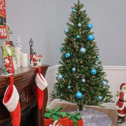 National Tree Company 7 ft. Pre-Lit Aspen Spruce Slim Tree with Multicolor Lights