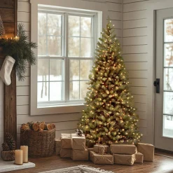 National Tree Company 6 ft. Pre-Lit Aspen Spruce Slim Tree with Clear Lights