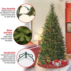 National Tree Company 7.5 ft. Pre-Lit Aspen Spruce Slim Tree with Multicolor Lights