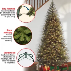 National Tree Company 7.5 ft. Pre-Lit Aspen Spruce Slim Tree with Clear Lights