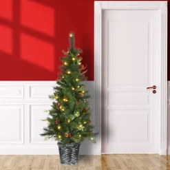 National Tree Company 5 ft. Pre-Lit Buzzard Pine Slim Tree with LED Lights