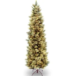 National Tree Company 6.5 ft. Pre-Lit Carolina Pine Slim Tree with Clear Lights