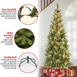 National Tree Company 7.5 ft. Pre-Lit Charleston Pine Slim Tree with Clear Lights