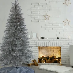 National Tree Company 7.5 ft. Pre-Lit Christmas Crystal Pine Silver Metallic Tree