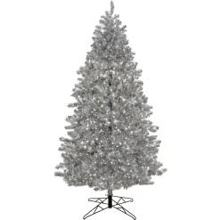 National Tree Company 7.5 ft. Pre-Lit Christmas Matt Silver Metallic Tree