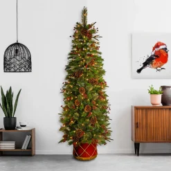 National Tree Company 6 ft. Pre-Lit Colonial Collection Slim Tree with Clear Lights