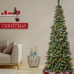 National Tree Company 7.5 ft. Pre-Lit Cullen Slim Tree with Warm White LED Lights