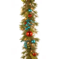 National Tree Company 9 ft. Pre-Lit Decorative Collection Retro Garland with Warm White LED Lights